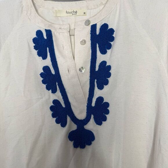 Touché Prive EMBROIDERED LINEN DRESS size UK 38 - Picture 5 of 10